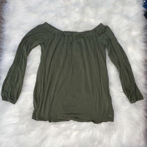 Hollister Oliver Green Off The Shoulder Easy Tee